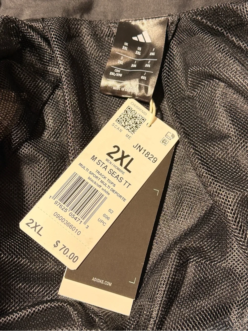 Adidas Men's 2XL Stadium Tracktop JN1829 Multi Sports Black/Off White Jacket NEW